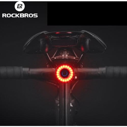ROCKBROS Bike Tail Light MTB Road Bike Night Cycling Rear Light Smart Brake Sensor Warning Light Waterproof Bicycle Accessories