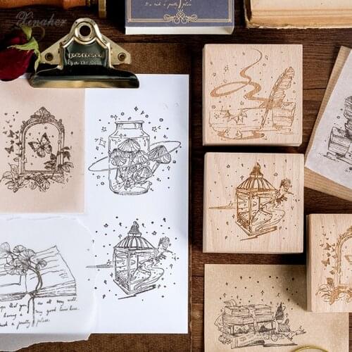 Vintage letter mushroom butterfly decoration stamp wooden rubber stamps for scrapbooking stationery DIY craft standard stamp