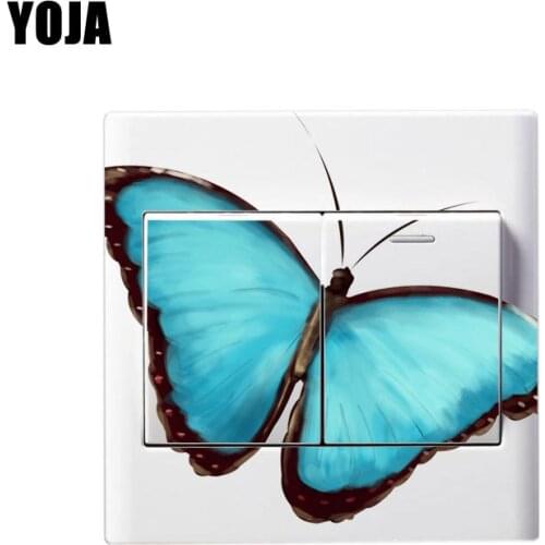 YOJA Blue Aesthetic Butterfly Personality Animal Living Room Bedroom Switch Decal PVC Wall Sticker Decor 8SS0384