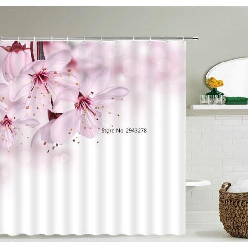Fresh Flowers Plum Sunflower Bath Shower Curtain Waterproof Decoration Shower Curtains With Hooks large 240X180 Bathroom Screen