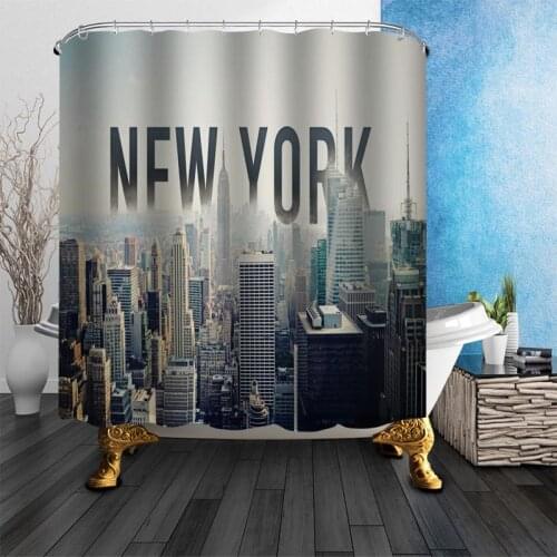 Custom New York Style Shower Curtain Modern Style Set Hook Natural Landscape Home Decoration Bathroom Curtains Frabic Print