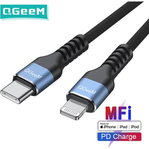 QGeeM MFi USB C to Lightning iPhone Charger Cable for iPhone 12 mini Pro Max 11 X XS 8 7 PD Fast Charging Data Cable for Macbook