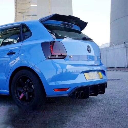 For Volkswagen POLO GTI 2015-2016 ABS Black Color Rear Bumper Lip Trunk Spoiler Rear Diffuser Protector Car Styling