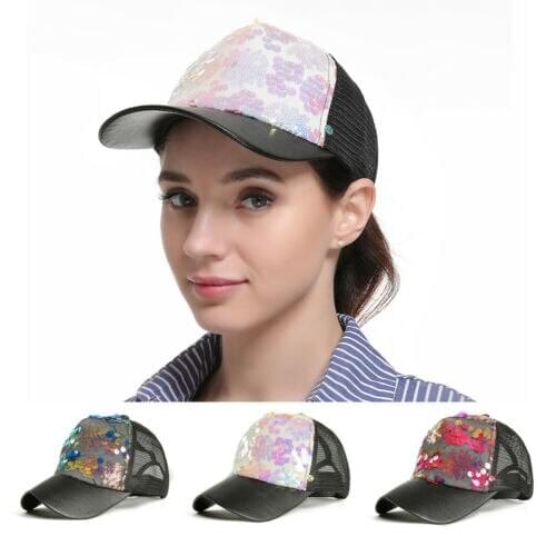 Women Men Shining Sequin Baseball Hat Sequined Glitter Dance Party Cap Clubwear
