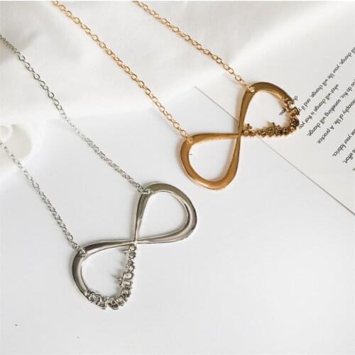 Number Eight 8 Pendant Necklace Geometric Letter Infinity Symbol Metal Necklace Heart Neckless Women Party Gift Clavicular Chain