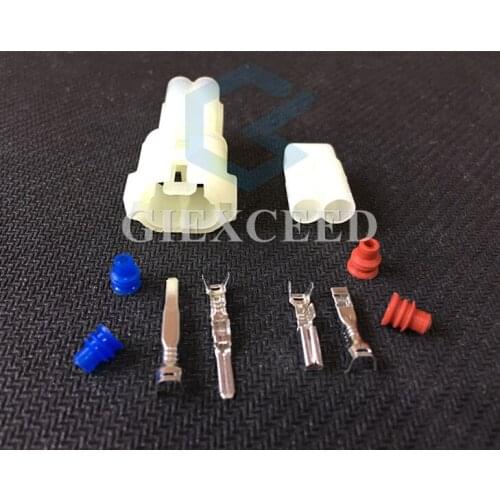 2 Sets 2 Pin 6187-2801 6187-2804 Automotive Connector Power Battery Waterproof Electronic Reversing Radar Harness Socket For Car