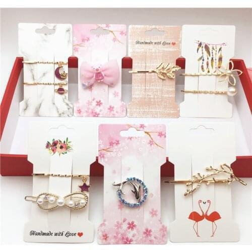 200 pcs Marble/Flamingo/Flowers Pattern Hair Clip Brooch Jewelry Display Card Fashion jewelry hair claw package cards