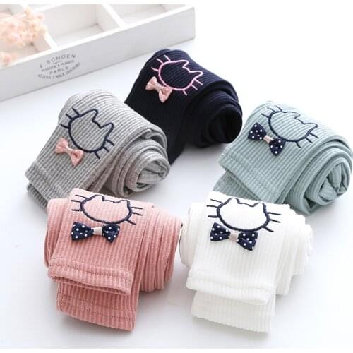 2021 Spring Autumn Kids Clothes Toddler Child Thin Skinny Pants Baby Cute Bow Print Stretchy Slim Trousers For Girls Leggings
