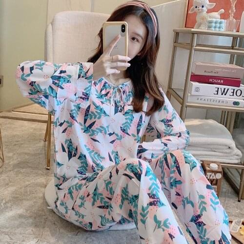 2021 Spring Summer New Ladies Cute Pajamas Set Floral&Cartoon Animals Print Homewear Soft Loose Rayon Women Household Sleepwear