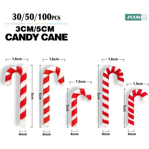 30/50/100PCS Christmas Cane Decoration Xmas Tree Mini Red White Candy Pendant DIY Home Ornaments Noel Deco New Year Gift Navidad
