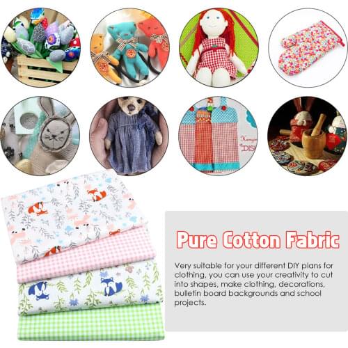 4Pcs 100% Pure Cotton DIY Rural Fox Printed Cloth Handmade Unique Bedding Fabric Sewing Quilting Patchwork Handmade Material