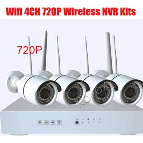 4CH Plug and Play Wireless NVR Kit P2P 720P HD Outdoor IR Night Vision Security IP Camera WIFI CCTV System