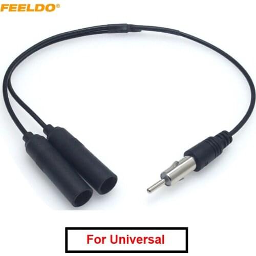 FEELDO 1Pc Auto Antenna FM/AM Antenna Cable Adapter Aluminum Plug In 1 For 2 Extension Car Stereo Audio Cable Radio Antenna