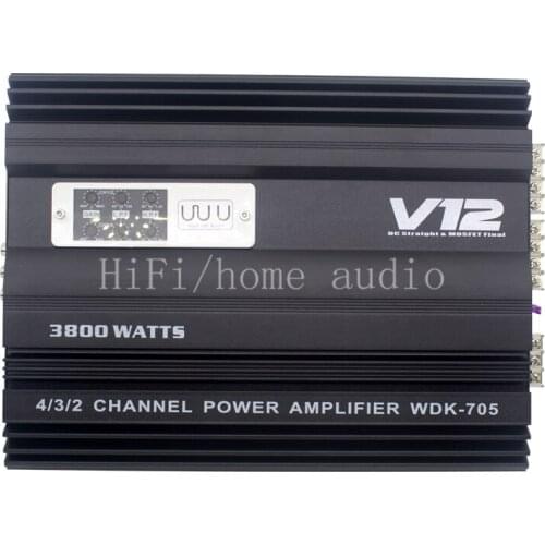 Car audio V12 705 4-channel 300W high-power amplifier, output power: 150Wx4, can be connected to 4 speakers