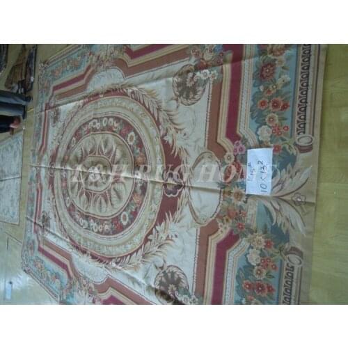 Free shipping 10'x13.2' (3X4M) French Aubusson rugs Beige and madellian French style rugs Floral design