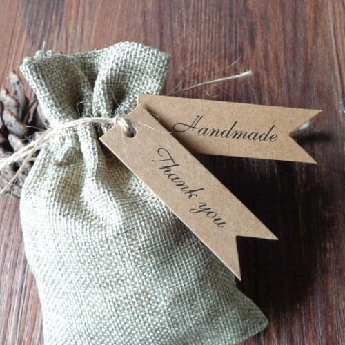 50pcs Thank you Handmade Kraft Tags Party Wedding Message Gift Garment Paper Card Hang Tag Cards Label