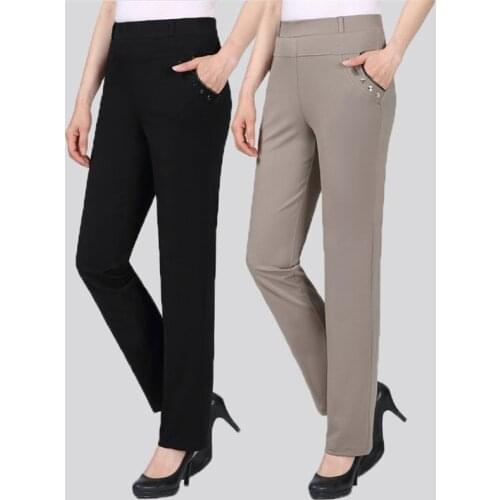 New Spring Autumn Women Trousers Straight Pants High Waist Ladies Office Casual Female Pantalon Elastic Slim Mujer Plus Size 5XL