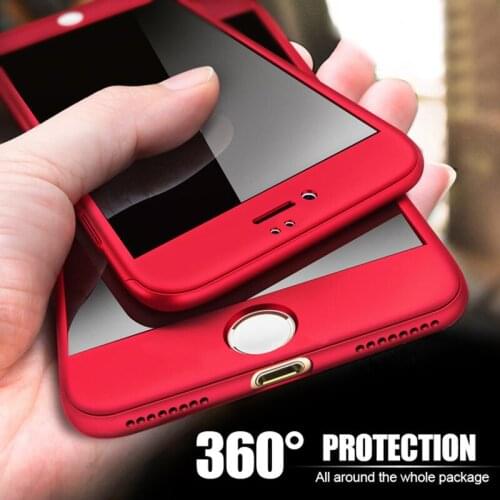 360 Degree Full Cover Phone Case For iPhone 7 8 Plus With Tempered Glass Cases Hard PC Case For iPhone 6 6S Plus 5 5S X XS MAX