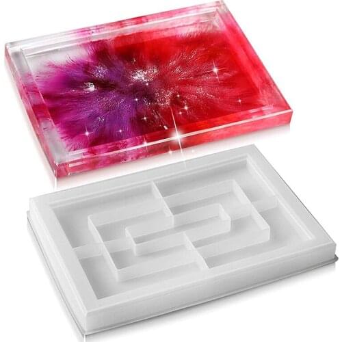 Tray Molds for Resin Casting,Cool Rolling Tray Epoxy Silicone Molds Easy to Release Rectangle Resin Casting Molds