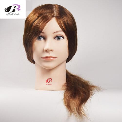 100 Human Real Hair Mannequin Head Salon 16" Real Training Hairdressing Dolls Head Practice Hairstyles Mannequin Training Head