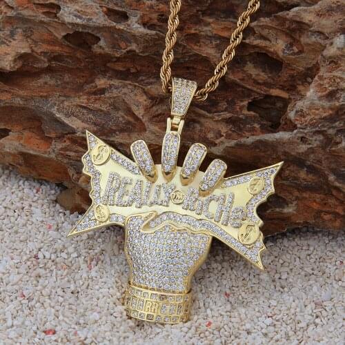 Hip Hop Jewelry Rock Punk Iced Out Bling Really Riche Pendant Necklaces Cubic Zirconia Letters PoPular Necklace Rapper Gifts
