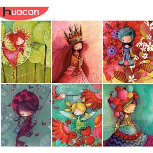 HUACAN DIY Frame Pictures By Numbers Girl Figure Unique Gift HandPainted Wall Art Painting By Numbers Cartoon Childrens Room