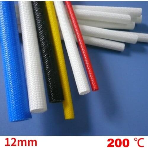 4M 12mm Black White 200 Deg C High Temperature off-Self Casing Pipe Silicone Resin Braided Glass Fiber Sleeve Fiberglass Tube