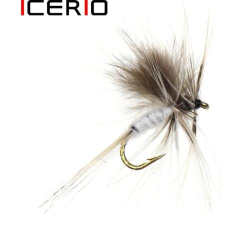 ICERIO 8PCS Grey Mosquito Mayfly Dry Flies Trout Fly Fishing Lures #14