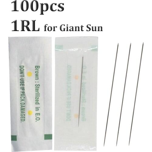 100pcs Disposable Sterilized Professional Tattoo Needles 1RL for Tattoo Eyebrow Pen Machine Permanent Makeup Machines 0.35x50mm