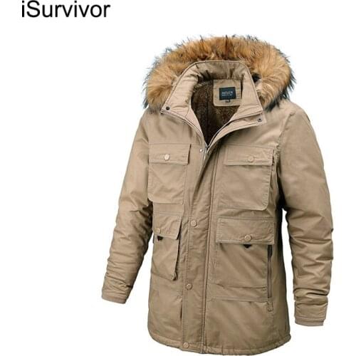 ISurvivor 2021 Men Parkas Overcoats Down Cotton Jackets Hombre Male Casual Fashion Slim Fit Large Size Winter Thick Long Jackets