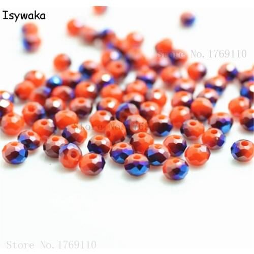 Isywaka Solid Orange Blue Colors 4mm 145pcs Rondelle Austria faceted Crystal Glass Beads Loose Spacer Round Beads Jewelry Making