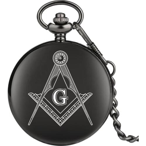 Classic "G" Quartz Pocket Watch Dropmasonry Style Blcak Case Necklace Chain Clock Male Pendant Watch Men relogio de bolso