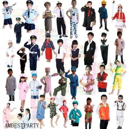Hot 2017 Children Doctor Stewardess Avigator Cabin crew Engineer policeman handcuffs uniform Fireman party career AMBESTPARTY
