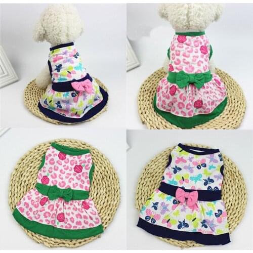 Cute Floral Print Dog Dress Summer Clothes For Dog Pet Dresses Soft Cotton Puppy Vest Chihuahua Costume For Small Medium Dogs