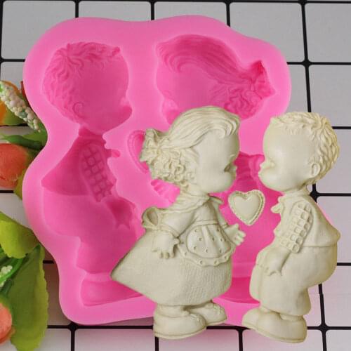 Mujiang 3D Boy Girl Wedding Fondant Cake Decorating Tools Soap Candle Silicone Mold Chocolate Candy Clay Gumpaste Moulds