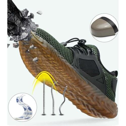 Male Shoes Breathable Mesh Safety Shoes Men Light Sneaker Indestructible Steel Toe Soft Anti-piercing Work Boots Work Shoes