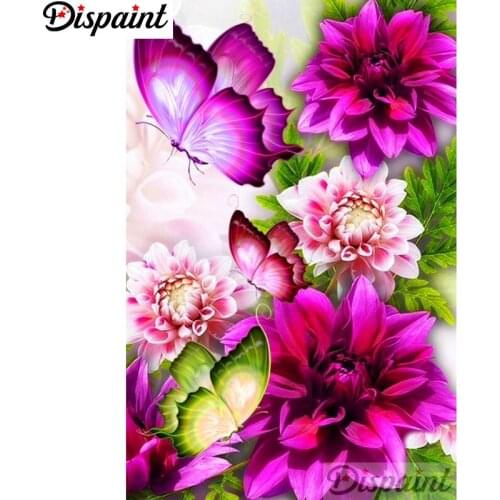 Dispaint Full Square/Round Drill 5D DIY Diamond Painting "Flower butterfly" Embroidery Cross Stitch 3D Home Decor A10632