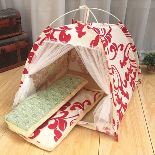 Pet Tent Product Cat Bed With Mat Cat Tent Pet Small Dog house Accessories