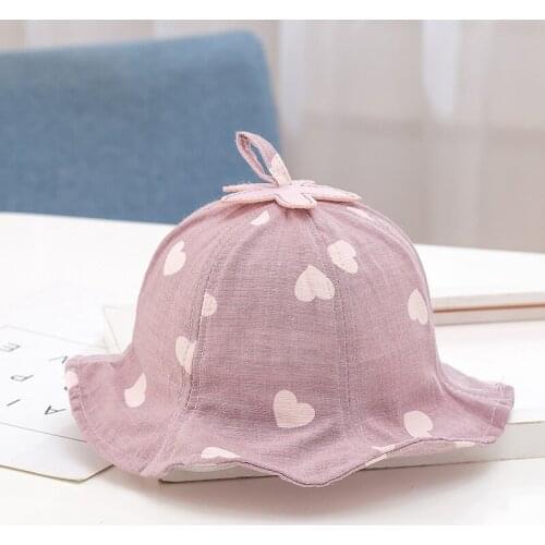 2021 Love Heart Embroidery Baby Bucket Hat Beach Boy Girl Sun Hat for Kids 8-36 Months Match Clothes Summer Baby Girl Sun Cap