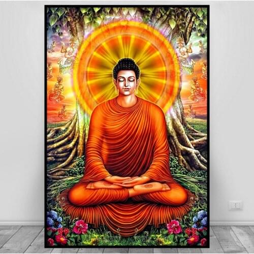 Full Square 5D Diamond Painting Mosaic Buddha Icon Flowers Diamond Embroidery Religion Art Pictures Rhinestones Cross Stitch Kit