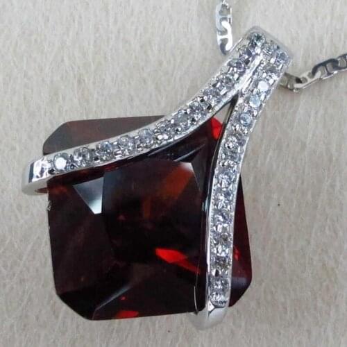 SHUNXUNZE Punk Wedding pendants charms christmas for Jewelry & Accessories Morganite Red Cubic Zirconia Rhodium Plated R902 R903