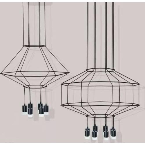 Nordic Minimalist Light Modern Black Led Wireflow Linear Suspension Lamps for Home Bar Restaurant