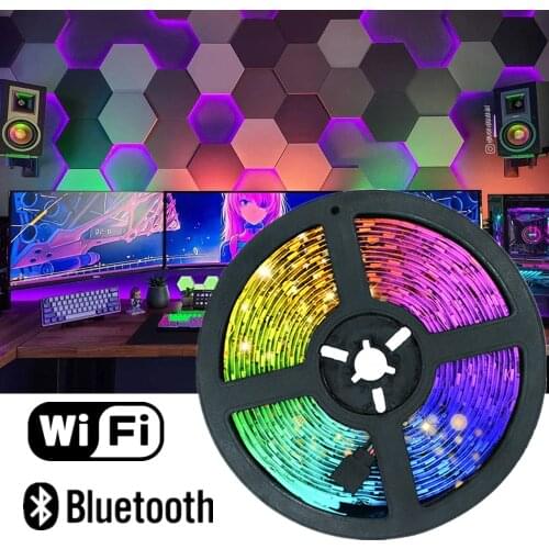 LED Strip Light Bluetooth WiFi SMD 5050 NoWaterproof TV Desktop Screen BackLight Flexible Diode DC12v 10M 15M 20M Remote Control