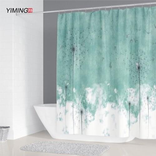 Bathroom waterproof shower curtain simple dandelion flower printing 3D shower curtain home decoration curtain with hook 180x200