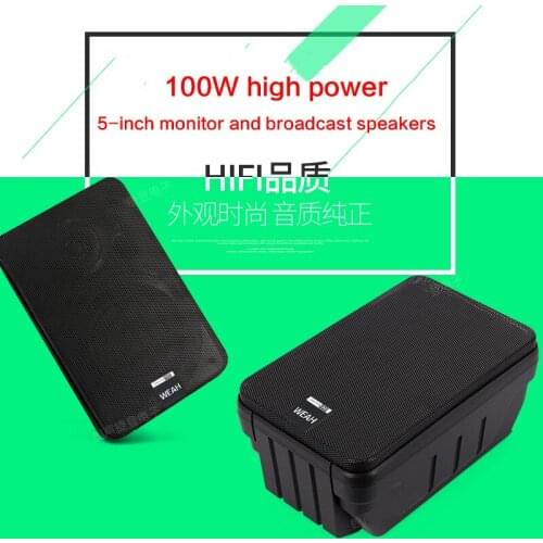 100W High-power 5 Inch Monitor Speaker Wall-mounted Broadcast Speaker Bookshelf Audio HIFI Speaker DIY Fever Passive Audio