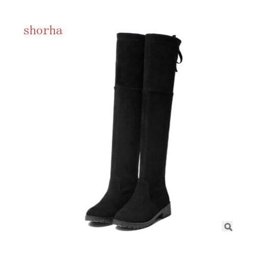 Plus velvet New Shoes Women Boots Black Over the Knee Boots Sexy Female Autumn Winter lady Thigh High Boots Size 35-40