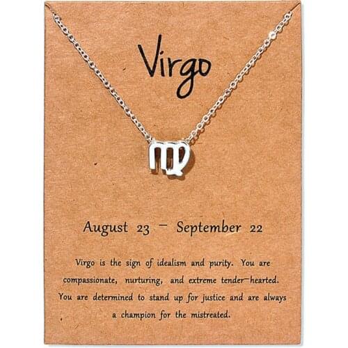 Hot Virgo Taurus Pisces Message Card Jewelry 12 Constellation Pendant Necklace Chain Necklaces For Women Birthday Gift
