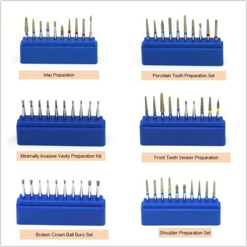 10pcs/box Dental Emery High-Speed Burs Shoulder Preparation Adjacent Surface Deglazing Polished Porcelain