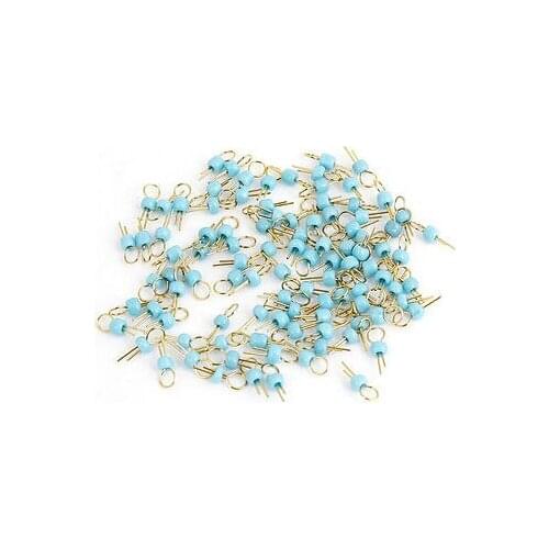 100 Pcs Light Blue Ceramic Bead Gold Plated Copper PCB Test Pin Terminals