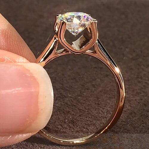 14K Au585 Rose Gold Women Ring Moissanite Diamonds 1 2 3 4 5 Carat Round Elegant Wedding Party Engagement Anniversary Ring